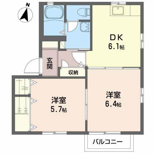 レジデンス新栄B(2DK/2階)の間取り写真