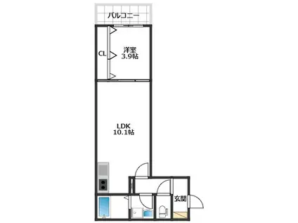 メゾンクレール博多南弐番館(1LDK/1階)の間取り写真