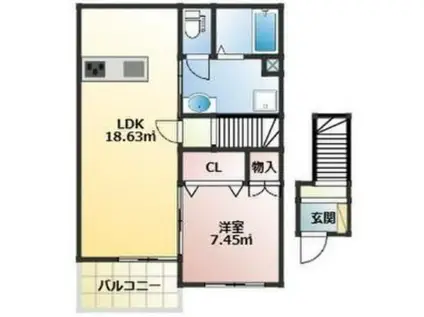 MINATO TERRACE飾磨(1LDK/2階)の間取り写真