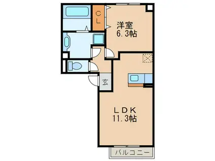 アルブル藤(1LDK/1階)の間取り写真
