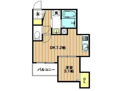 ジーメゾン桃谷(1DK/1階)の間取り写真