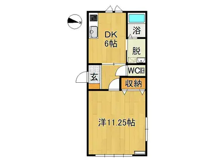 カーラント・パレス(1DK/1階)の間取り写真