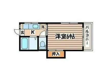 ピュア旭ヶ丘(1K/1階)の間取り写真