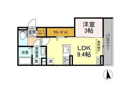 トリシア居町(1LDK/2階)の間取り写真
