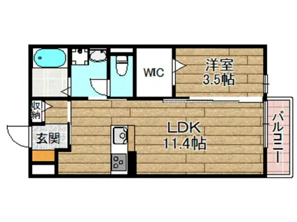 アプリコット(1LDK/2階)の間取り写真