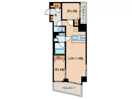 LUMIEC KITASHINAGAWA(2LDK/4階)の間取り写真