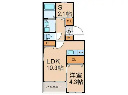 アルカディア須恵中央(1SLDK/4階)の間取り写真