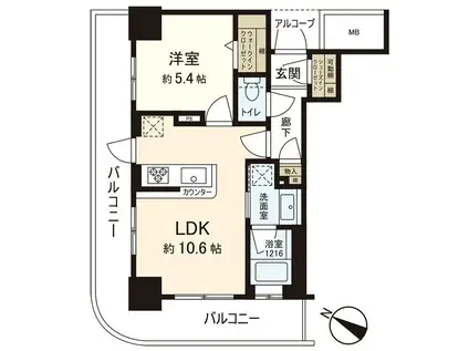 パークホームズ仙台中央(1LDK/7階)の間取り写真