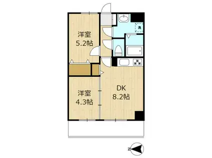 バイオレットヒルズ(2DK/4階)の間取り写真