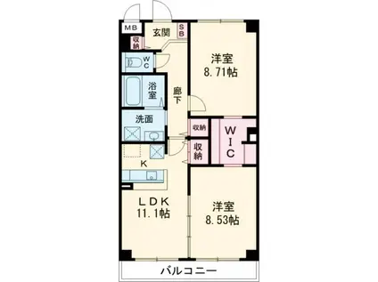 アムール二の宮(2LDK/3階)の間取り写真