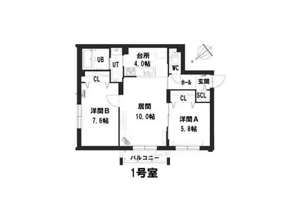 グランメール平和通公園(2LDK/3階)の間取り写真