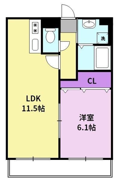 桜レジデンシャル(1LDK/3階)の間取り写真