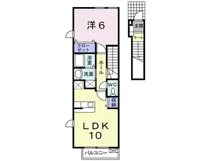フリーデ高柳 A(1LDK/2階)の間取り写真