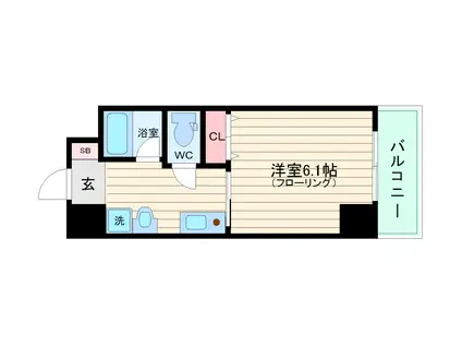 MESSAGE東京橋(1K/4階)の間取り写真