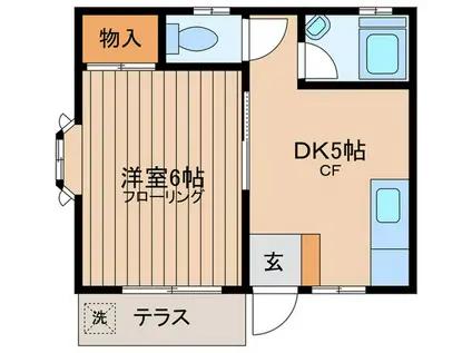 ベルハイム成城(1DK/1階)の間取り写真