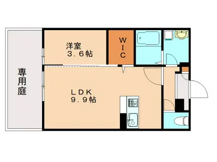 トレス上の原館(1LDK/1階)の間取り写真