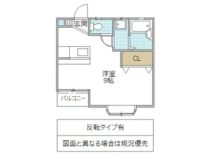 西古内ハイツG棟(ワンルーム/2階)の間取り写真