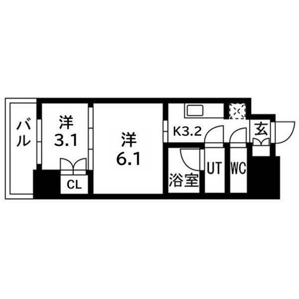 ウエリスアーバン守口(2K/8階)の間取り写真