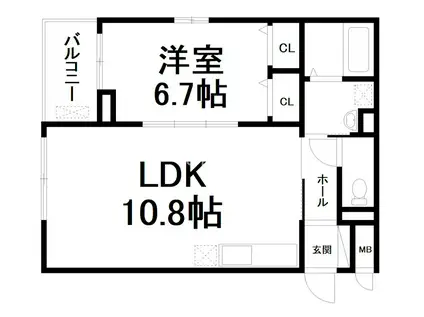 シャルマン 東寺西(1LDK/1階)の間取り写真