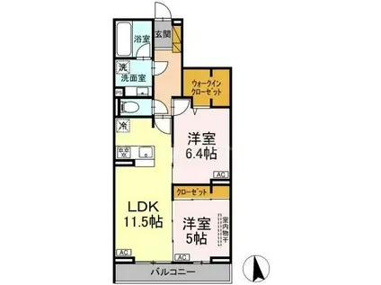 ラ・ペッシュ(2LDK/2階)の間取り写真