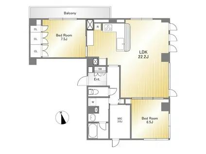 ハレロイヤル目黒(2SLDK/2階)の間取り写真