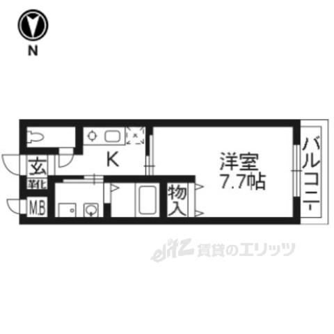 バルカ神光院(1K/3階)の間取り写真