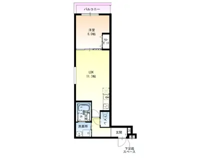 フジパレス高石駅西II番館(1LDK/1階)の間取り写真