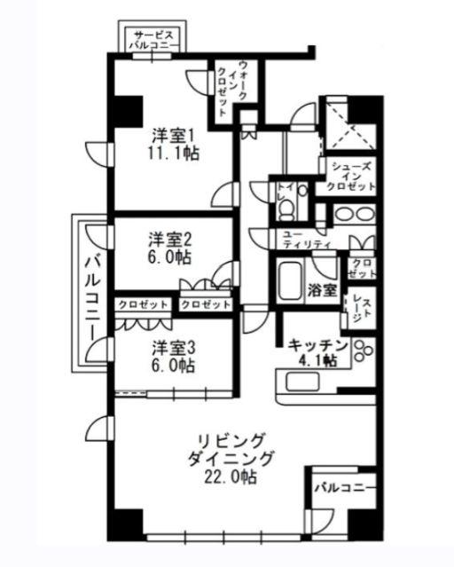 アーバンパーク代官山II(3LDK/5階)の間取り写真