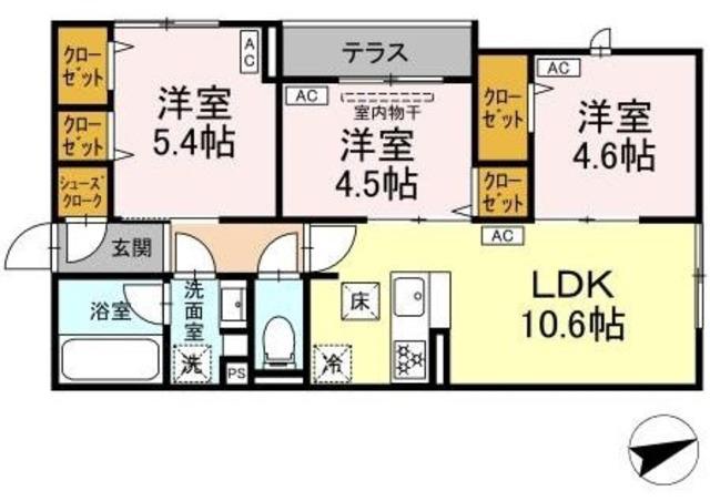 セレスティア一之江(3LDK/1階)の間取り写真