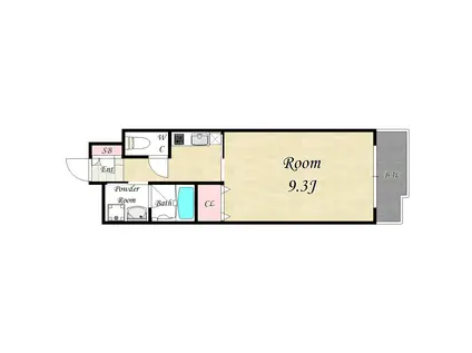 ロードサイドテラス(1K/3階)の間取り写真