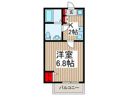 KEIAI RESIDENCE 西所沢(1K/2階)の間取り写真