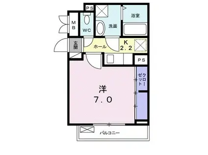 プリエール II(1K/2階)の間取り写真