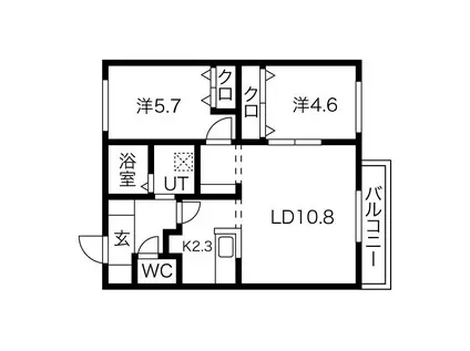 BLANC CASSE(2LDK/3階)の間取り写真