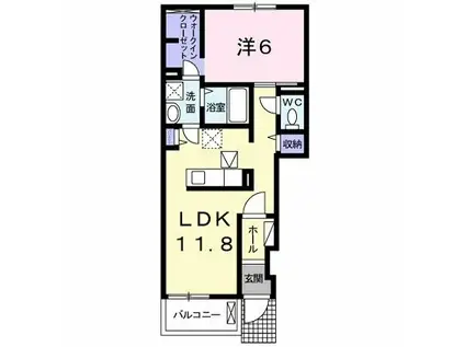 ハイムコンフォートD(1LDK/1階)の間取り写真