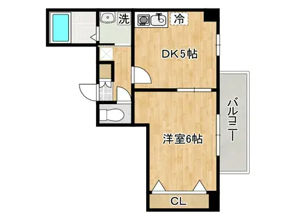 J-PRIDE難波南(1DK/2階)の間取り写真