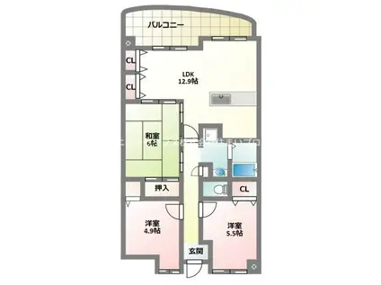 パールメガリス(3LDK/5階)の間取り写真