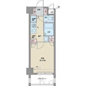 パルティール鶴舞(1K/8階)の間取り写真