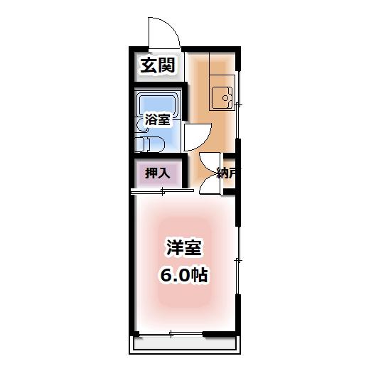 シーサイドヒル(1K/2階)の間取り写真