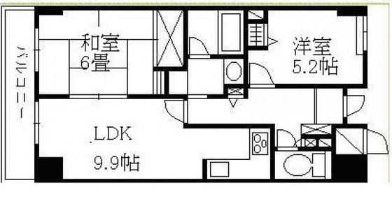 ファミールタワープラザ岡山イーストタワー(2LDK/14階)の間取り写真