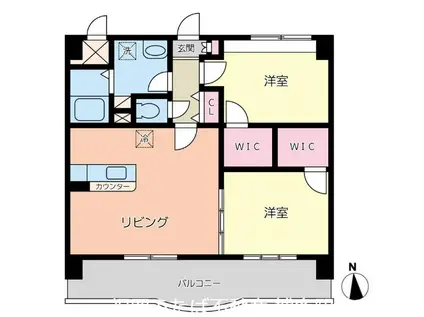 レブリアント板付(2LDK/8階)の間取り写真