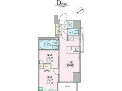 クレストコート蔵前レジデンス(2LDK/2階)の間取り写真