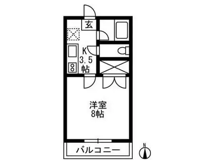 アサミハイツB(1K/1階)の間取り写真
