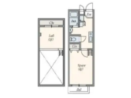 ベルフェリーチェ(1K/1階)の間取り写真
