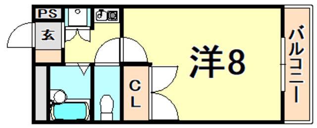 サンハイツ甲陽園(1K/2階)の間取り写真