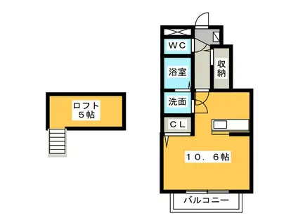 ベル・ドミール(ワンルーム/1階)の間取り写真