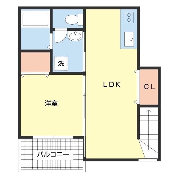TJ紀三井寺2(1LDK/2階)の間取り写真