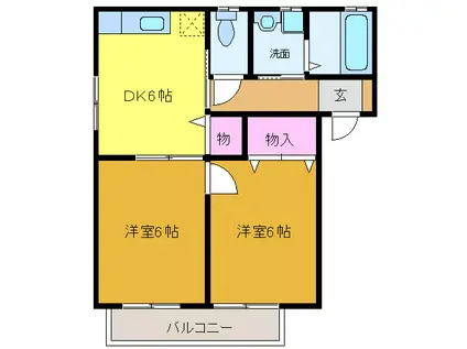 ヴェル・エスト(2DK/1階)の間取り写真