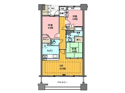 サンデュエル北上駅東(3LDK/7階)の間取り写真