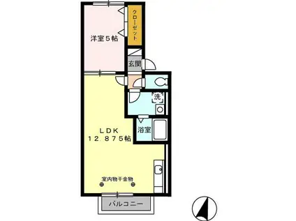 プラムガーデン(1LDK/2階)の間取り写真