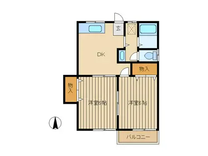 コーポ宮町(2DK/2階)の間取り写真